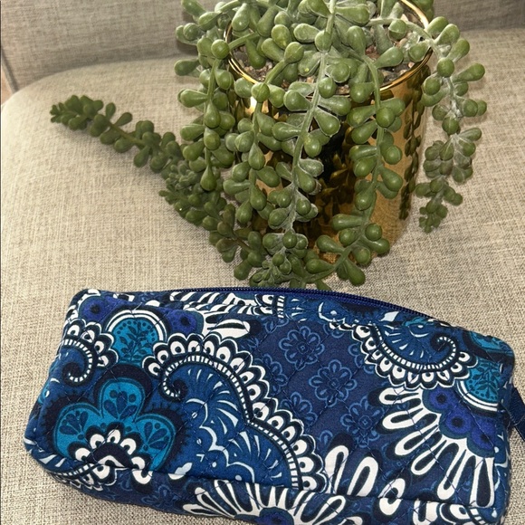 Vera Bradley Handbags - Vera Bradley Navy and Turquoise Paisley Quilted Pouch